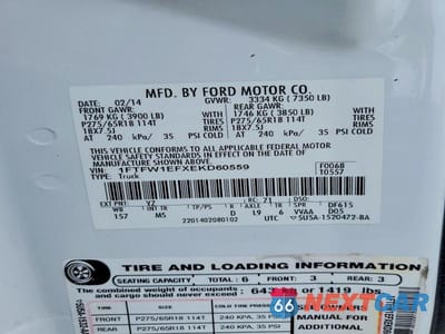 Zdjęcie 12 z 12 samochodu: 2014 FORD F150 SUPERCREW VIN:1FTFW1EFXEKD60559 - miniatura