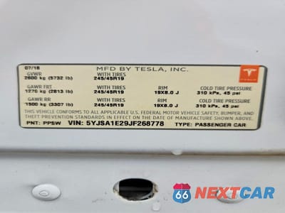 Zdjęcie 12 z 12 samochodu: 2018 TESLA MODEL S VIN:5YJSA1E29JF268778 - miniatura
