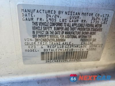 Zdjęcie 12 z 12 samochodu: 2024 NISSAN VERSA S VIN:3N1CN8DV2RL888904 - miniatura