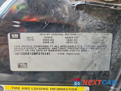 Zdjęcie 12 z 12 samochodu: 2011 CHEVROLET MALIBU 2LT VIN:1G1ZD5E12BF215141 - miniatura