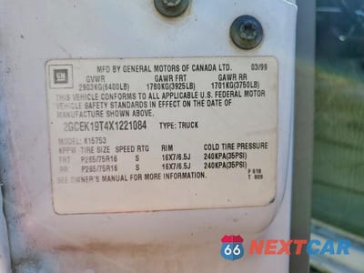 Zdjęcie 12 z 12 samochodu: 1999 CHEVROLET SILVERADO K1500 VIN:2GCEK19T4X1221084 - miniatura