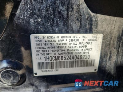 Zdjęcie 13 z 13 samochodu: 2004 HONDA ACCORD EX VIN:1HGCM66524A046230 - miniatura