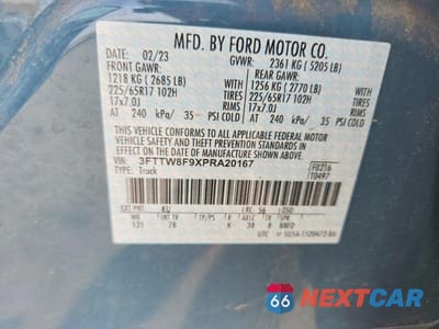 Zdjęcie 13 z 13 samochodu: 2023 FORD MAVERICK XL VIN:3FTTW8F9XPRA20167 - miniatura