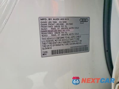 Zdjęcie 13 z 13 samochodu: 2014 AUDI Q7 PRESTIGE VIN:WA1WMAFE5ED019807 - miniatura