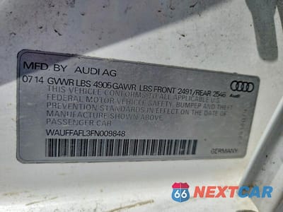 Zdjęcie 13 z 13 samochodu: 2015 AUDI A4 PREMIUM PLUS VIN:WAUFFAFL3FN009848 - miniatura