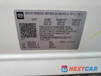 Zdjęcie 12 z 12 samochodu: 2023 CHEVROLET BLAZER 2LT VIN:3GNKBCR45PS135737 - miniatura