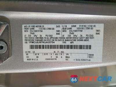 Zdjęcie 12 z 12 samochodu: 2019 FORD ESCAPE TITANIUM VIN:1FMCU0J97KUA35754 - miniatura