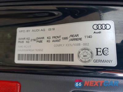 Zdjęcie 13 z 13 samochodu: 2018 AUDI A4 PREMIUM VIN:WAUNNAF40JA152652 - miniatura