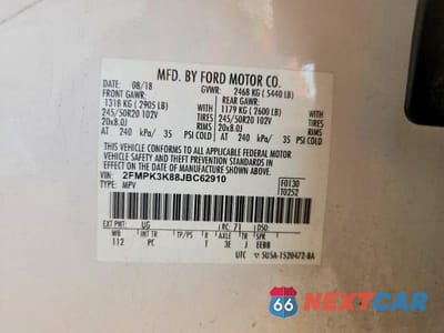Zdjęcie 13 z 13 samochodu: 2018 FORD EDGE TITANIUM VIN:2FMPK3K88JBC62910 - miniatura