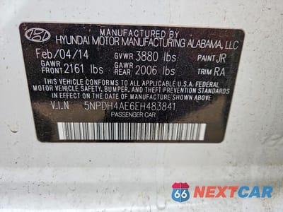 Zdjęcie 12 z 12 samochodu: 2014 HYUNDAI ELANTRA SE VIN:5NPDH4AE6EH483841 - miniatura