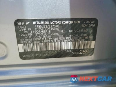 Zdjęcie 14 z 14 samochodu: 2017 MITSUBISHI OUTLANDER ES VIN:JA4AZ2A37HZ015370 - miniatura