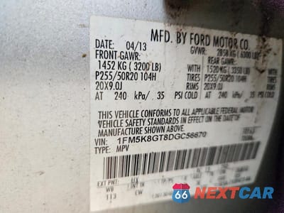 Zdjęcie 13 z 13 samochodu: 2013 FORD EXPLORER SPORT VIN:1FM5K8GT8DGC56670 - miniatura