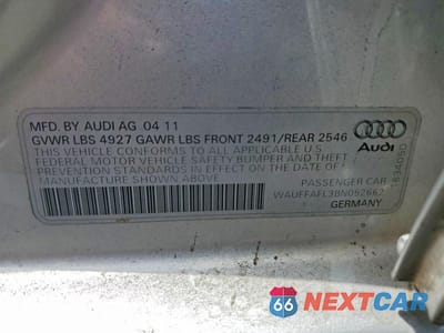 Zdjęcie 12 z 12 samochodu: 2011 AUDI A4 PREMIUM PLUS VIN:WAUFFAFL3BN052662 - miniatura