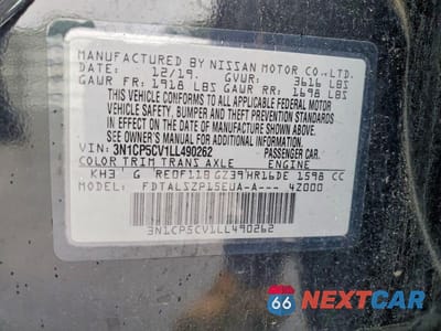 Zdjęcie 13 z 13 samochodu: 2020 NISSAN KICKS SV VIN:3N1CP5CV1LL490262 - miniatura