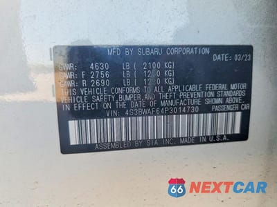 Zdjęcie 13 z 13 samochodu: 2023 SUBARU LEGACY PREMIUM VIN:4S3BWAF64P3014730 - miniatura