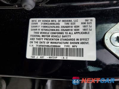 Zdjęcie 13 z 13 samochodu: 2018 HONDA CR-V EXL VIN:7FARW2H86JE086644 - miniatura