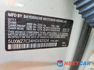 Zdjęcie 14 z 14 samochodu: 2017 BMW X3 SDRIVE28I VIN:5UXWZ7C34H0X42524 - miniatura