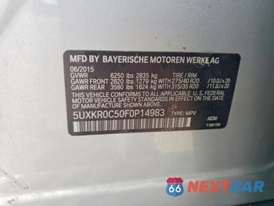 Zdjęcie 13 z 13 samochodu: 2015 BMW X5 XDRIVE35I VIN:5UXKR0C50F0P14983 - miniatura