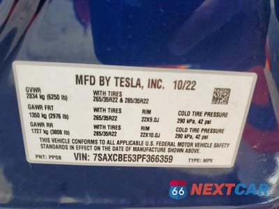 Zdjęcie 14 z 14 samochodu: 2023 TESLA MODEL X VIN:7SAXCBE53PF366359 - miniatura
