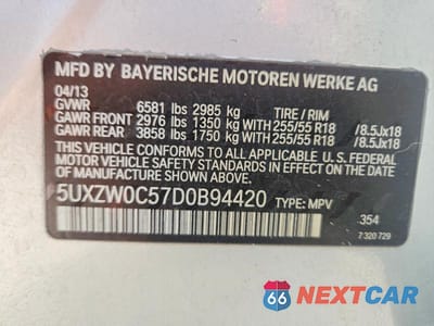 Zdjęcie 13 z 13 samochodu: 2013 BMW X5 XDRIVE35D VIN:5UXZW0C57D0B94420 - miniatura
