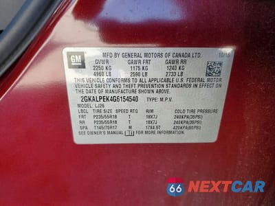 Zdjęcie 14 z 14 samochodu: 2016 GMC TERRAIN SLT VIN:2GKALPEK4G6154540 - miniatura