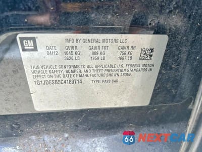 Zdjęcie 10 z 14 samochodu: 2012 CHEVROLET SONIC LT VIN:1G1JD6SB5C4189714 - miniatura