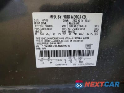 Zdjęcie 13 z 13 samochodu: 2018 FORD EXPLORER XLT VIN:1FM5K8D88JGC49343 - miniatura