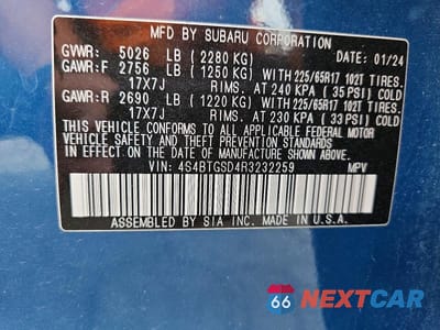Zdjęcie 13 z 13 samochodu: 2024 SUBARU OUTBACK WILDERNESS VIN:4S4BTGSD4R3232259 - miniatura