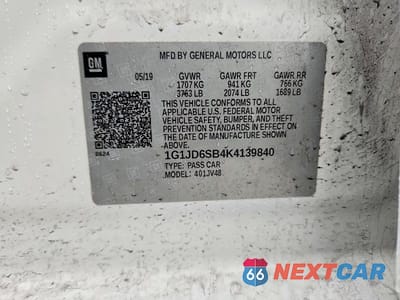 Zdjęcie 12 z 12 samochodu: 2019 CHEVROLET SONIC LT VIN:1G1JD6SB4K4139840 - miniatura