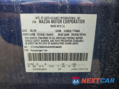 Zdjęcie 12 z 12 samochodu: 2010 MAZDA 6 I VIN:1YVHZ8BH0A5M04408 - miniatura