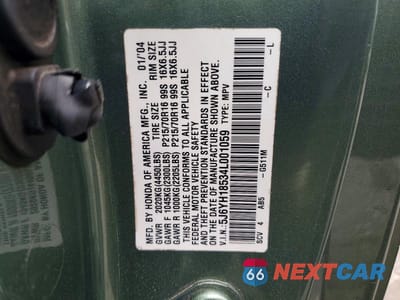 Zdjęcie 12 z 12 samochodu: 2004 HONDA ELEMENT EX VIN:5J6YH18534L001059 - miniatura