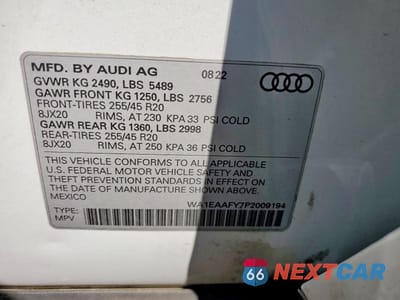 Zdjęcie 13 z 13 samochodu: 2023 AUDI Q5 PREMIUM PLUS 45 VIN:WA1EAAFY7P2009194 - miniatura
