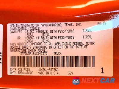 Zdjęcie 12 z 12 samochodu: 2018 TOYOTA TUNDRA CREWMAX SR5 VIN:5TFDW5F19JX747375 - miniatura