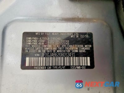 Zdjęcie 12 z 12 samochodu: 2016 SUBARU IMPREZA PREMIUM VIN:JF1GJAB62GH012431 - miniatura