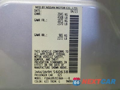 Zdjęcie 13 z 13 samochodu: 2023 NISSAN LEAF S VIN:1N4AZ1BV9PC560638 - miniatura