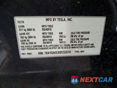 Zdjęcie 12 z 12 samochodu: 2025 TESLA MODEL Y VIN:7SAYGAEEXSF233741 - miniatura
