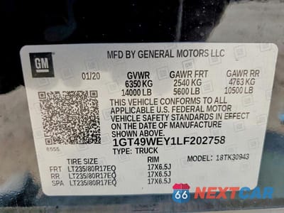 Zdjęcie 12 z 12 samochodu: 2020 GMC SIERRA K3500 DENALI VIN:1GT49WEY1LF202758 - miniatura