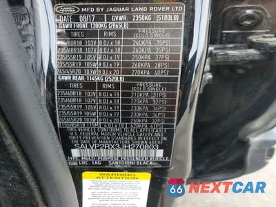Zdjęcie 13 z 13 samochodu: 2018 LAND ROVER RANGE ROVER EVOQUE SE VIN:SALVP2RX3JH270803 - miniatura