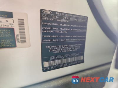 Zdjęcie 13 z 13 samochodu: 2015 LAND ROVER RANGE ROVER SPORT HSE VIN:SALWR2VF7FA507286 - miniatura