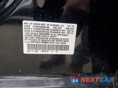 Zdjęcie 13 z 13 samochodu: 2013 HONDA RIDGELINE SPORT VIN:5FPYK1F70DB017970 - miniatura