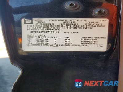 Zdjęcie 13 z 13 samochodu: 2004 GMC NEW SIERRA C1500 VIN:1GTEC19T84Z295141 - miniatura