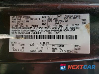 Zdjęcie 13 z 13 samochodu: 2015 FORD ESCAPE SE VIN:1FMCU9GX8FUC58059 - miniatura