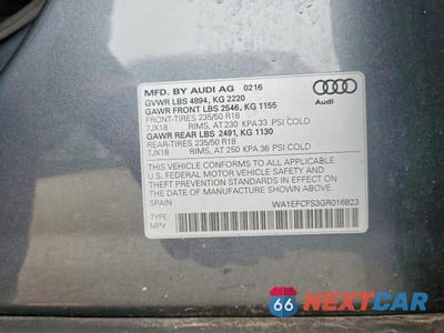 Zdjęcie 13 z 13 samochodu: 2016 AUDI Q3 PREMIUM PLUS VIN:WA1EFCFS3GR016823 - miniatura