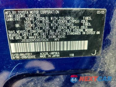Zdjęcie 14 z 14 samochodu: 2005 TOYOTA RAV4 BASE VIN:JTEGD20V550070624 - miniatura