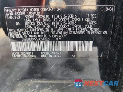Zdjęcie 13 z 13 samochodu: 2005 TOYOTA RAV4 BASE VIN:JTEGD20V950051316 - miniatura
