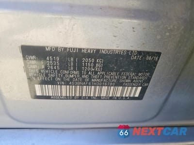 Zdjęcie 12 z 12 samochodu: 2017 SUBARU LEGACY 2.5I PREMIUM VIN:4S3BNAF61H3016780 - miniatura