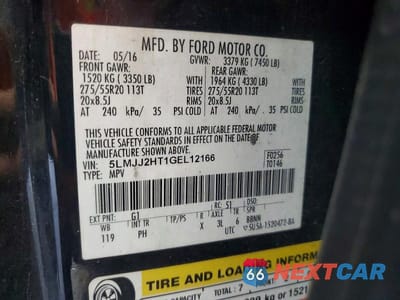 Zdjęcie 13 z 13 samochodu: 2016 LINCOLN NAVIGATOR SELECT VIN:5LMJJ2HT1GEL12166 - miniatura
