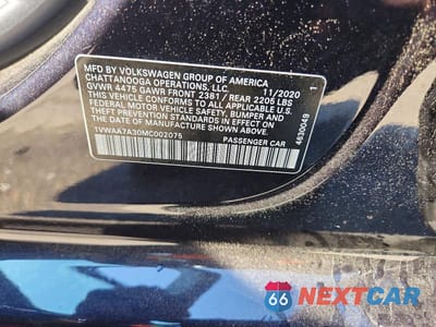 Zdjęcie 13 z 13 samochodu: 2021 VOLKSWAGEN PASSAT S VIN:1VWAA7A30MC002075 - miniatura