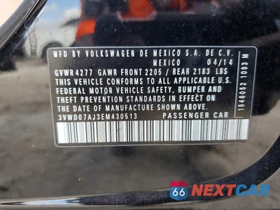 Zdjęcie 12 z 12 samochodu: 2014 VOLKSWAGEN JETTA SE VIN:3VWD07AJ3EM430513 - miniatura