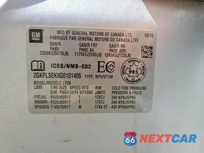 Zdjęcie 13 z 13 samochodu: 2016 GMC TERRAIN SLE VIN:2GKFLSEK9G6101406 - miniatura